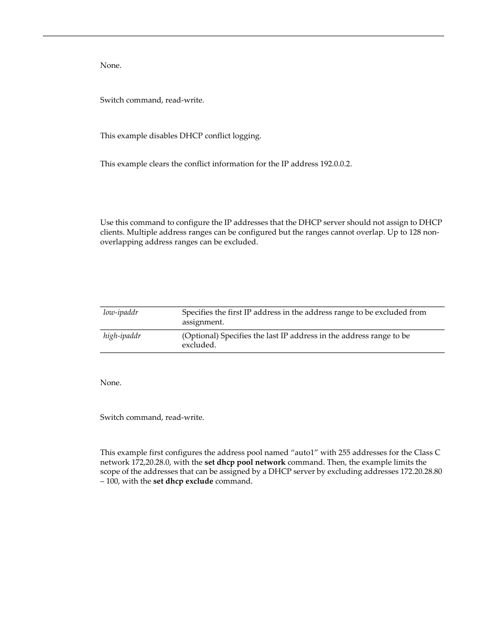 Set dhcp exclude, Set dhcp exclude -6 | Enterasys Networks D-Series User Manual | Page 438 / 540