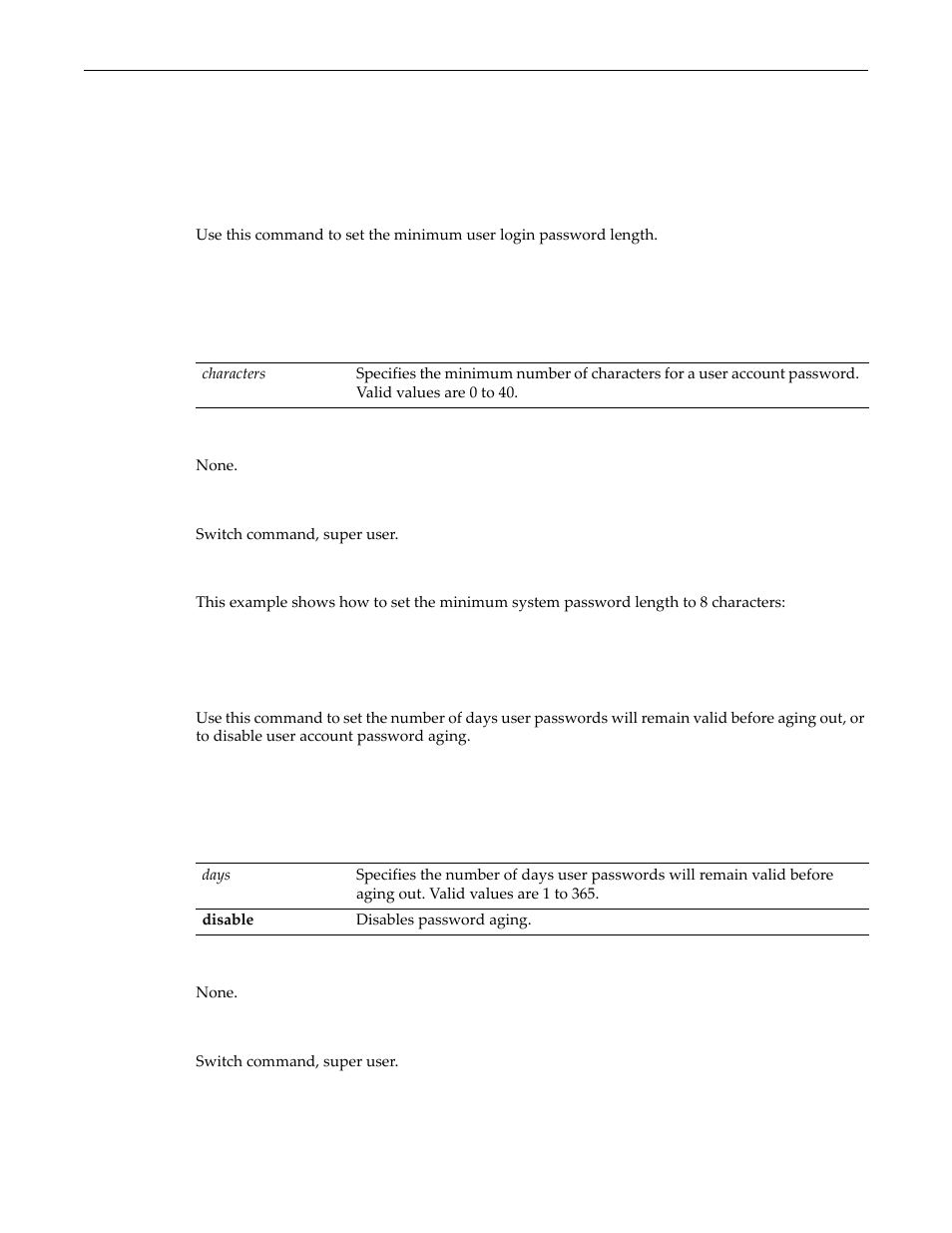 Set system password length, Set system password aging | Enterasys Networks D-Series User Manual | Page 44 / 540