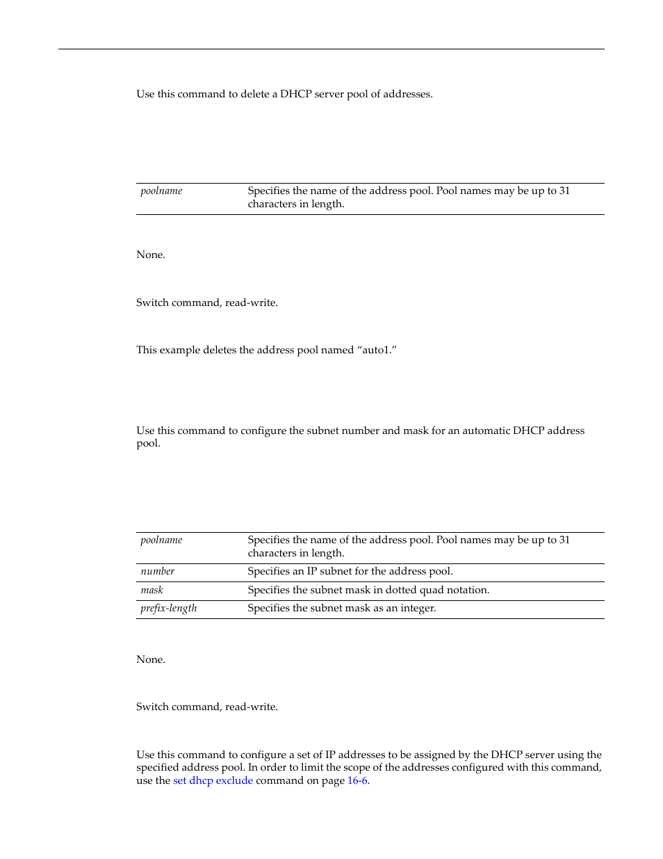 Clear dhcp pool, Set dhcp pool network, Clear dhcp pool -13 set dhcp pool network -13 | Enterasys Networks D-Series User Manual | Page 445 / 540