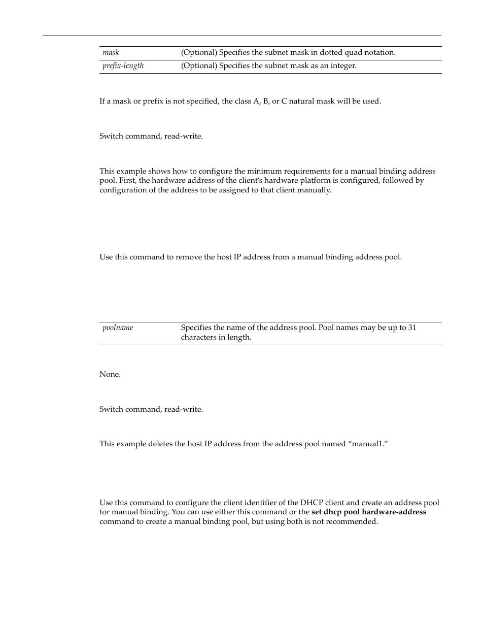 Clear dhcp pool host, Set dhcp pool client-identifier | Enterasys Networks D-Series User Manual | Page 448 / 540