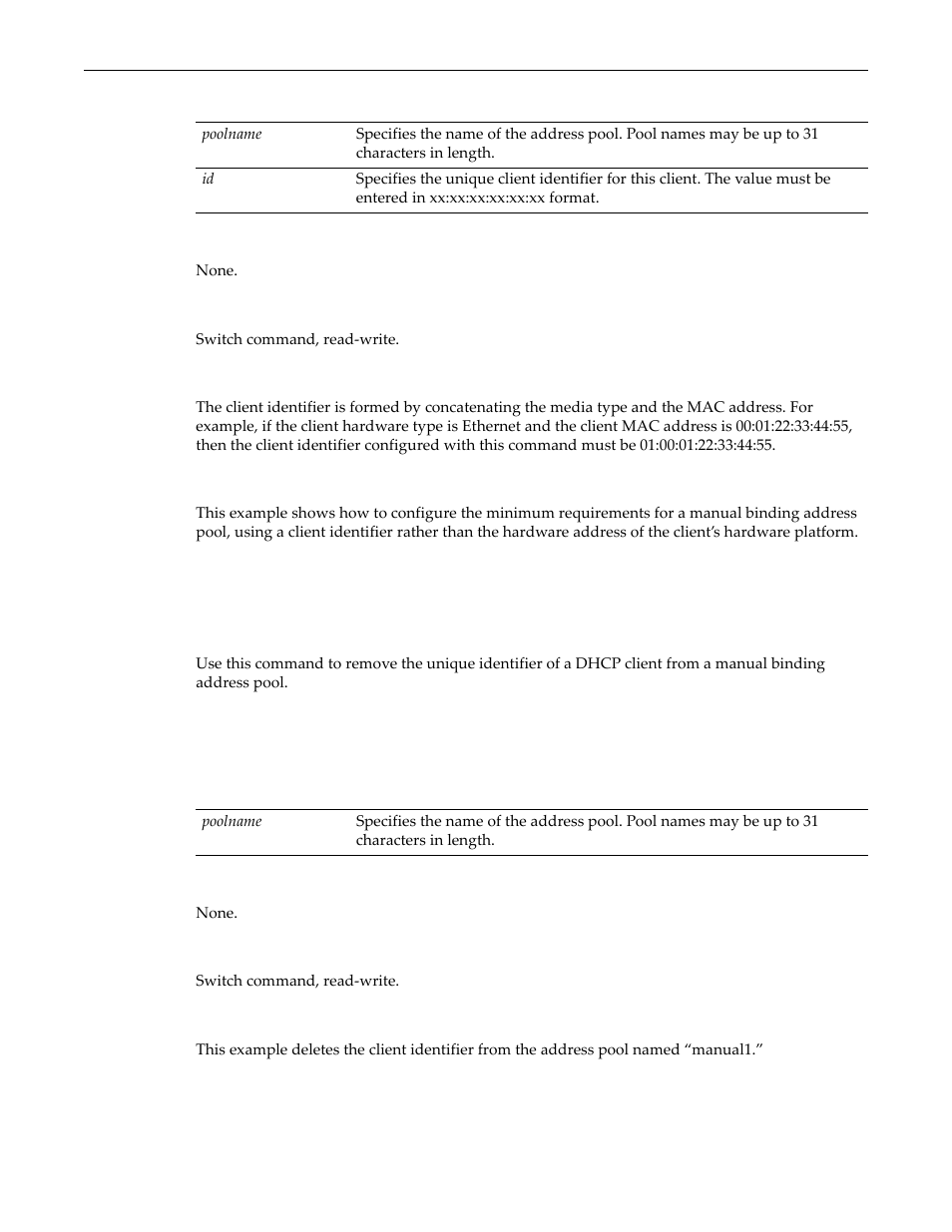 Clear dhcp pool client-identifier, Clear dhcp pool client-identifier -17 | Enterasys Networks D-Series User Manual | Page 449 / 540