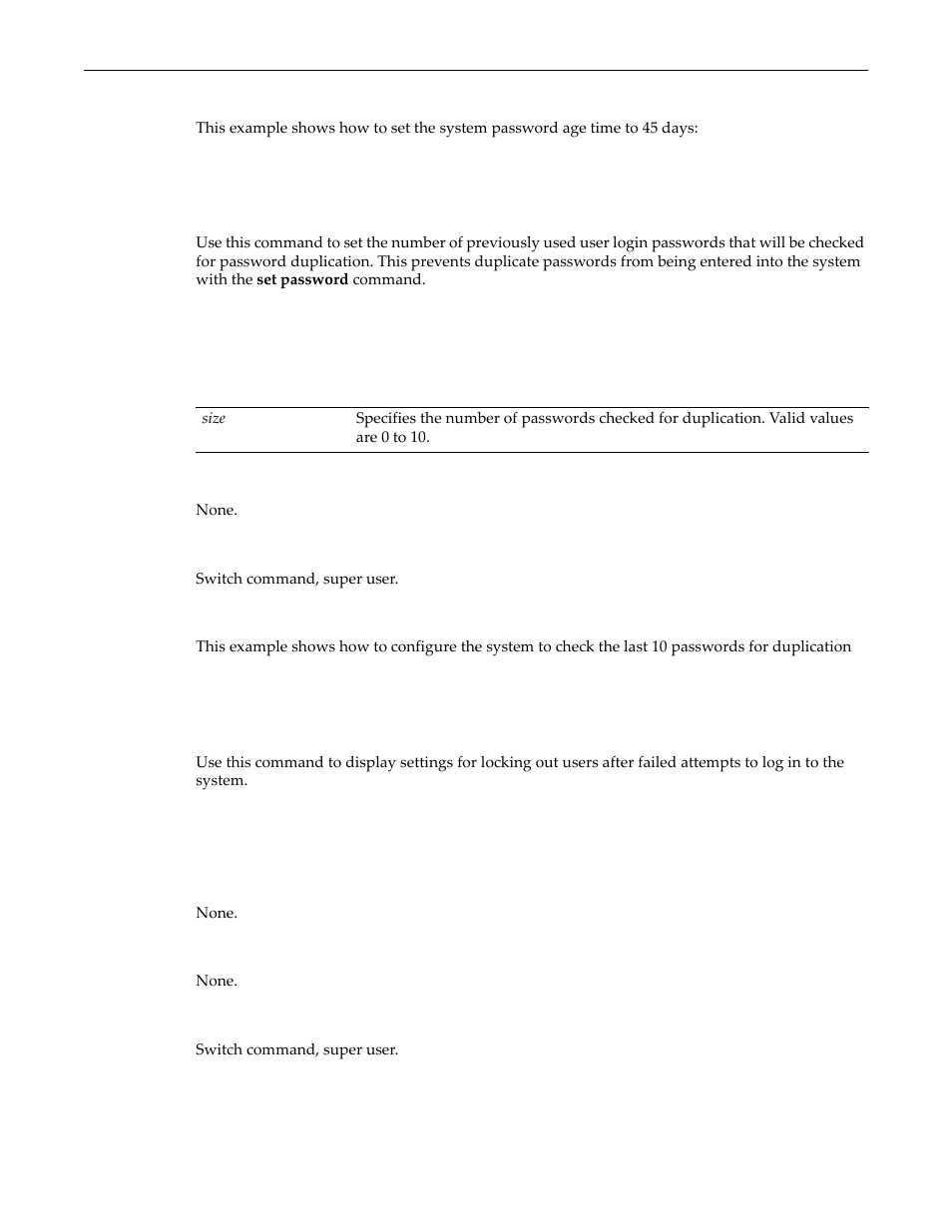 Set system password history, Show system lockout, Ured with | System password history | Enterasys Networks D-Series User Manual | Page 45 / 540