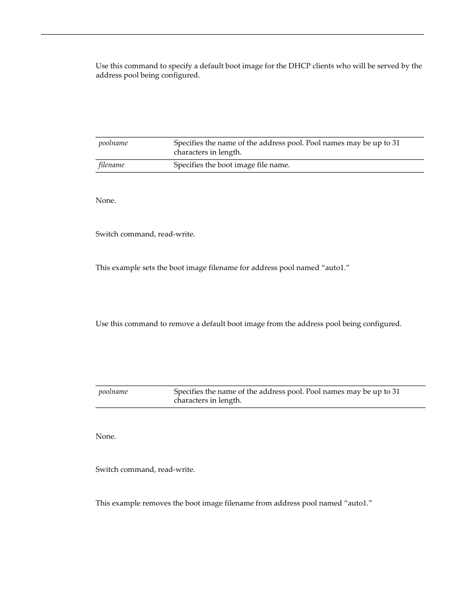 Set dhcp pool bootfile, Clear dhcp pool bootfile | Enterasys Networks D-Series User Manual | Page 451 / 540