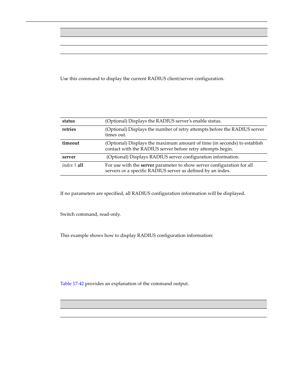 Show radius, Show radius -4, Show radius output details -4 | Enterasys Networks D-Series User Manual | Page 466 / 540
