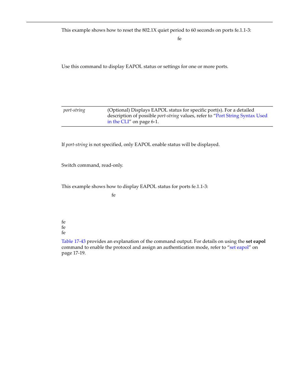 Show eapol, Show eapol -17 | Enterasys Networks D-Series User Manual | Page 479 / 540