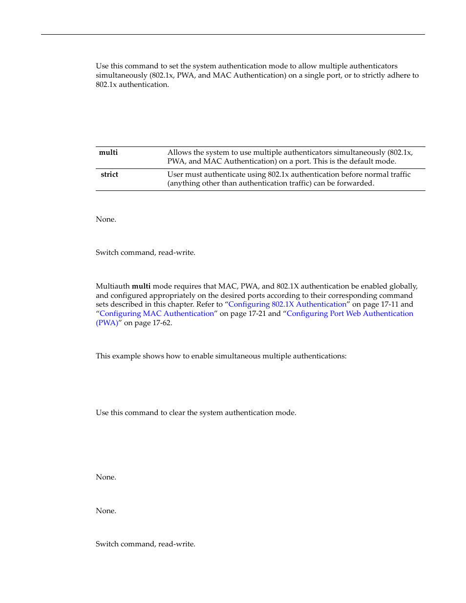 Set multiauth mode, Clear multiauth mode, Set multiauth mode -35 clear multiauth mode -35 | Set multiauth, Mode | Enterasys Networks D-Series User Manual | Page 497 / 540