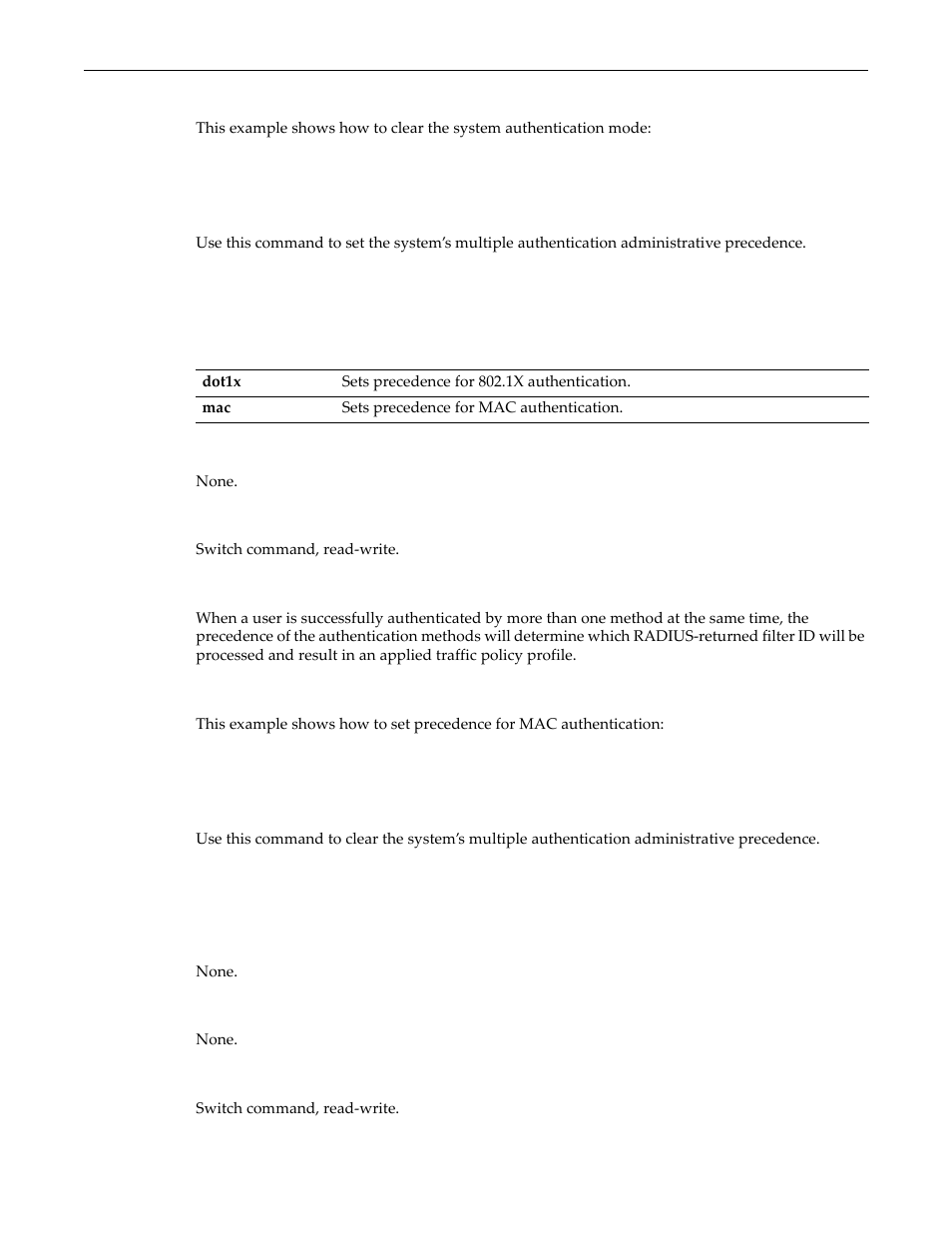 Set multiauth precedence, Clear multiauth precedence | Enterasys Networks D-Series User Manual | Page 498 / 540