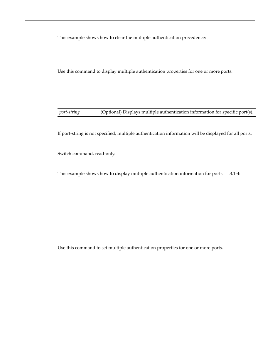 Show multiauth port, Set multiauth port, Show multiauth port -37 set multiauth port -37 | Enterasys Networks D-Series User Manual | Page 499 / 540