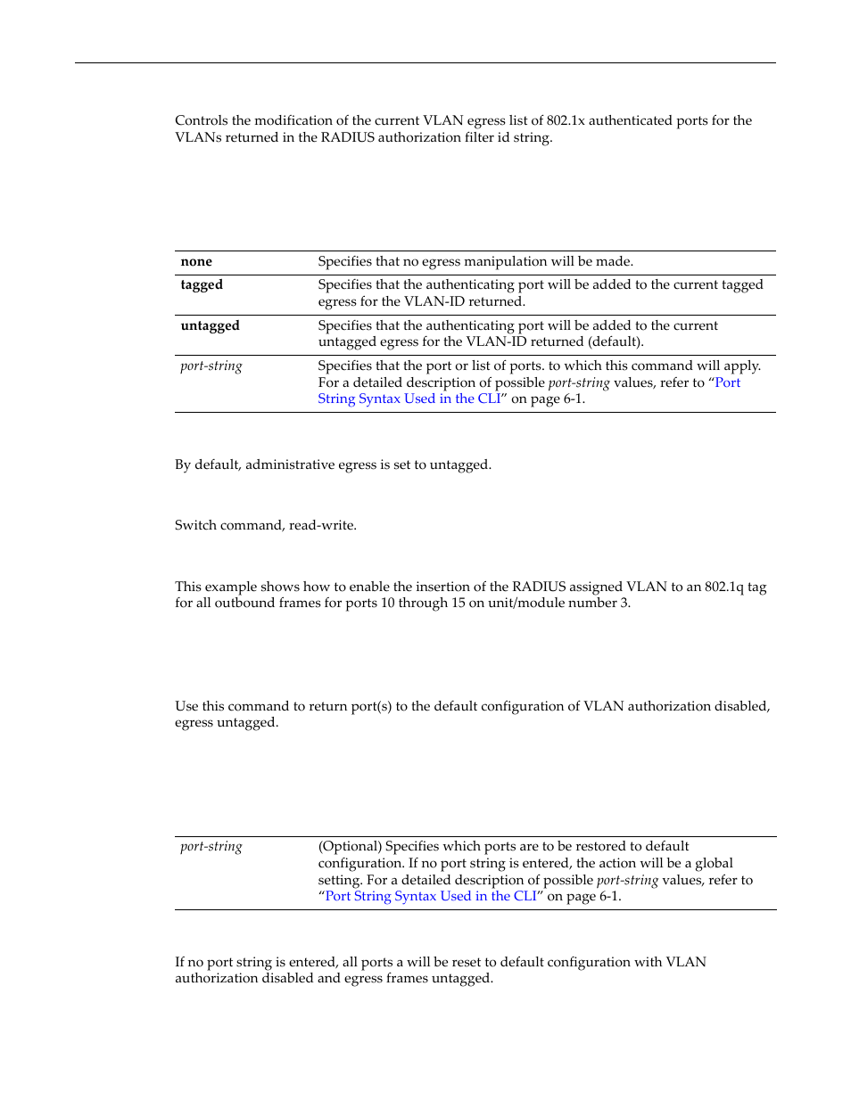 Set vlanauthorization egress, Clear vlanauthorization | Enterasys Networks D-Series User Manual | Page 510 / 540