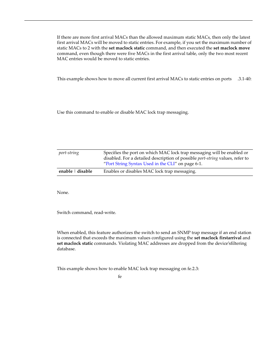 Set maclock trap, Set maclock trap -61 | Enterasys Networks D-Series User Manual | Page 523 / 540