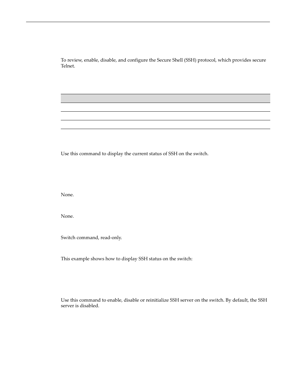 Configuring secure shell (ssh), Purpose, Commands | Show ssh status, Set ssh, Configuring secure shell (ssh) -74, Purpose -74 commands -74, Show ssh status -74 set ssh -74, Configuring secure shell, Ssh) | Enterasys Networks D-Series User Manual | Page 536 / 540