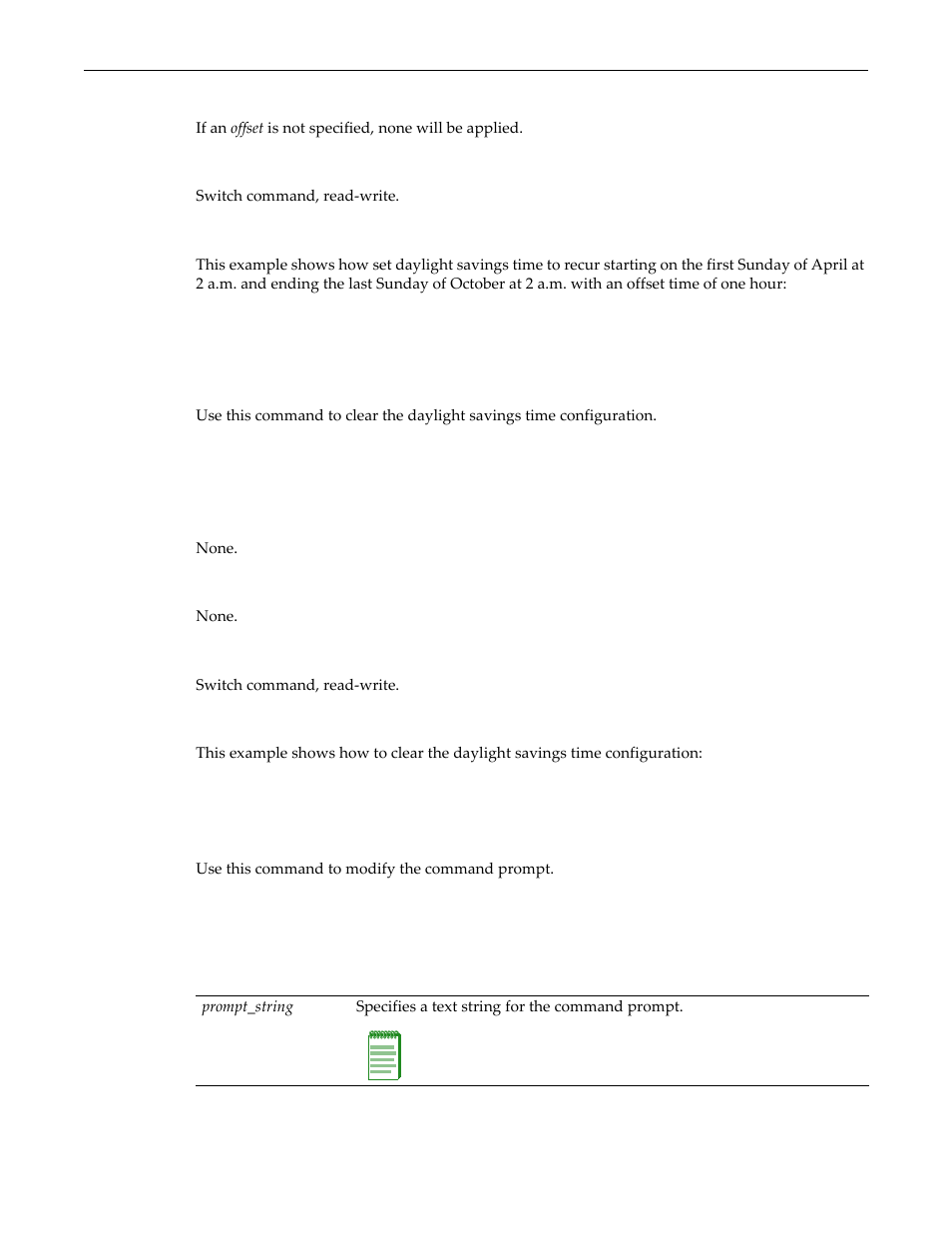 Clear summertime, Set prompt, Clear summertime -20 | Set prompt -20 | Enterasys Networks D-Series User Manual | Page 58 / 540