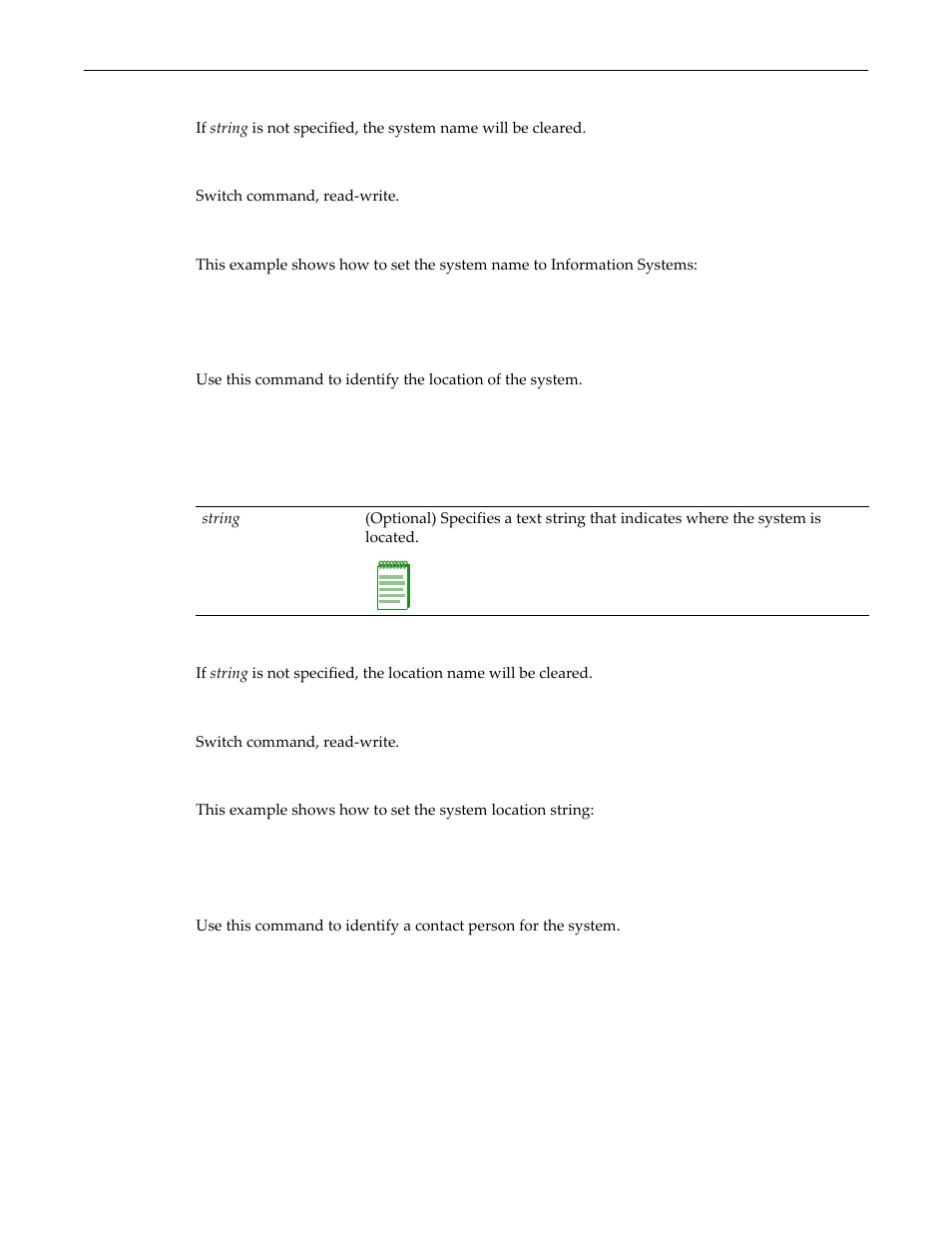 Set system location, Set system contact, Set system location -24 set system contact -24 | Enterasys Networks D-Series User Manual | Page 62 / 540