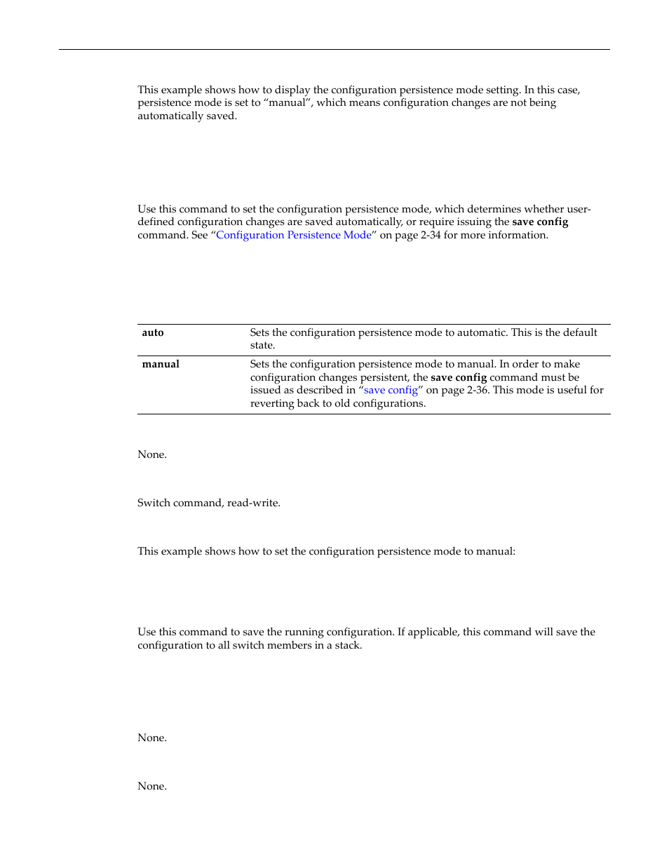 Set snmp persistmode, Save config, Set snmp persistmode -36 save config -36 | Enterasys Networks D-Series User Manual | Page 74 / 540