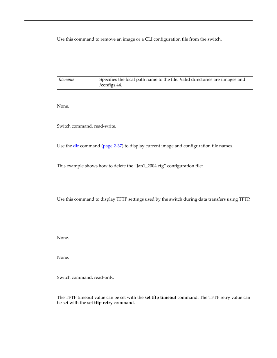 Delete, Show tftp settings, Delete -41 show tftp settings -41 | Enterasys Networks D-Series User Manual | Page 79 / 540