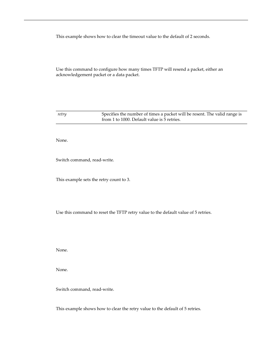 Set tftp retry, Clear tftp retry, Set tftp retry -43 clear tftp retry -43 | Set tftp, Retry | Enterasys Networks D-Series User Manual | Page 81 / 540