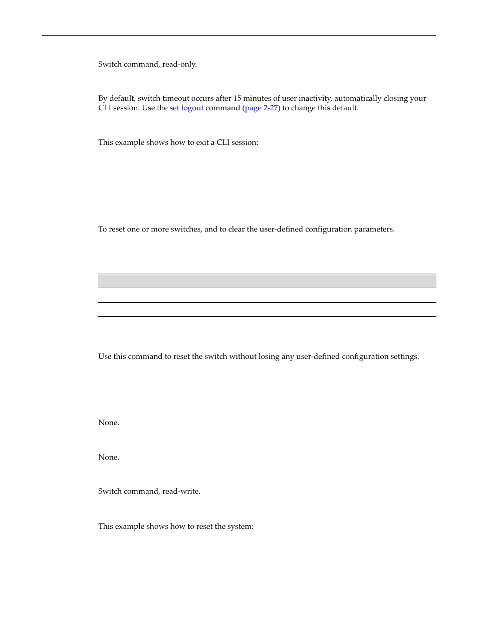 Resetting the switch, Purpose, Commands | Reset, Resetting the switch -45, Purpose -45 commands -45, Reset -45 | Enterasys Networks D-Series User Manual | Page 83 / 540