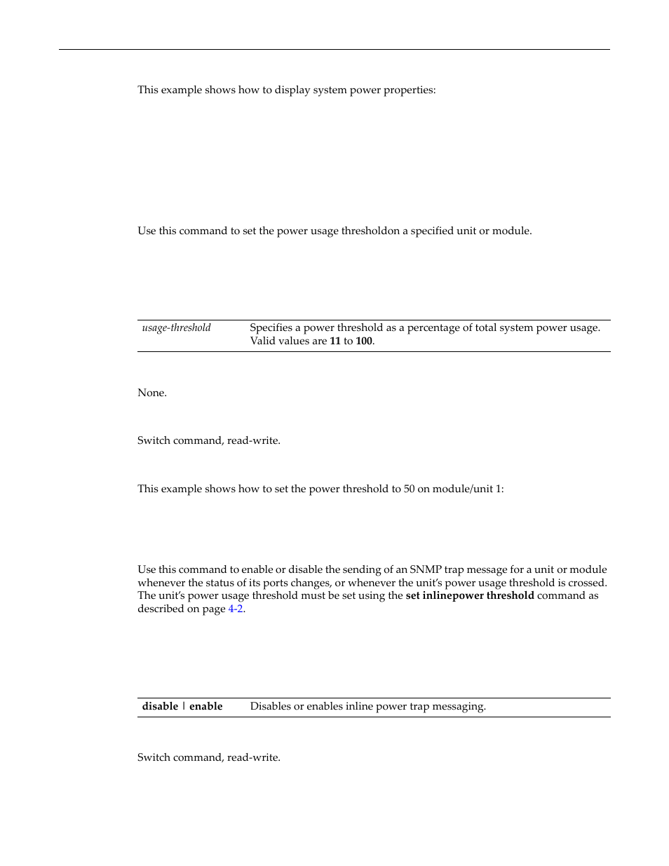 Set inlinepower threshold, Set inlinepower trap | Enterasys Networks D-Series User Manual | Page 94 / 540