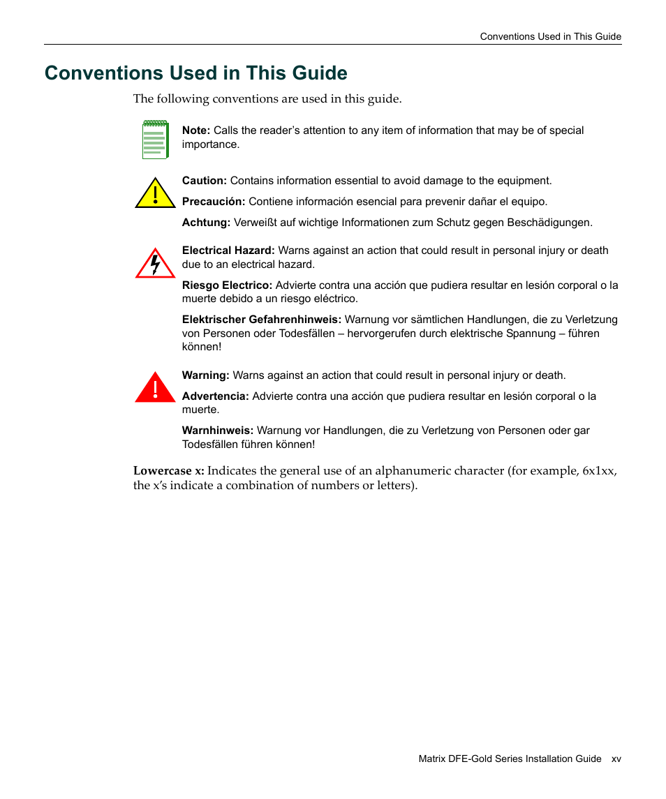 Conventions used in this guide | Enterasys Networks Enterasys Matrix 6H303-48 User Manual | Page 19 / 90