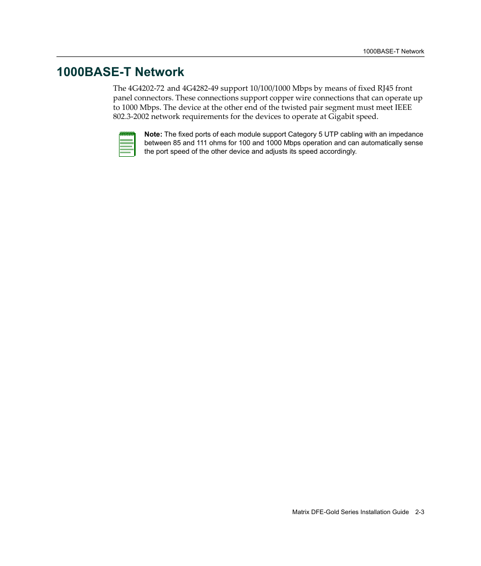 1000base-t network, 1000base-t network -3 | Enterasys Networks Enterasys Matrix 6H303-48 User Manual | Page 31 / 90