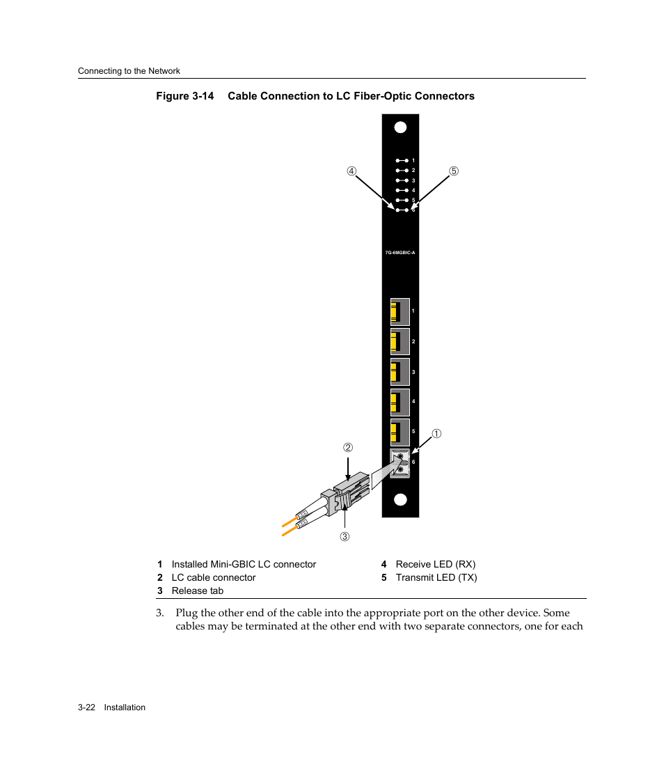 Cable connection to lc fiber-optic connectors -22, Figure 3‐14, Бг д а в | Enterasys Networks Enterasys Matrix 6H303-48 User Manual | Page 54 / 90