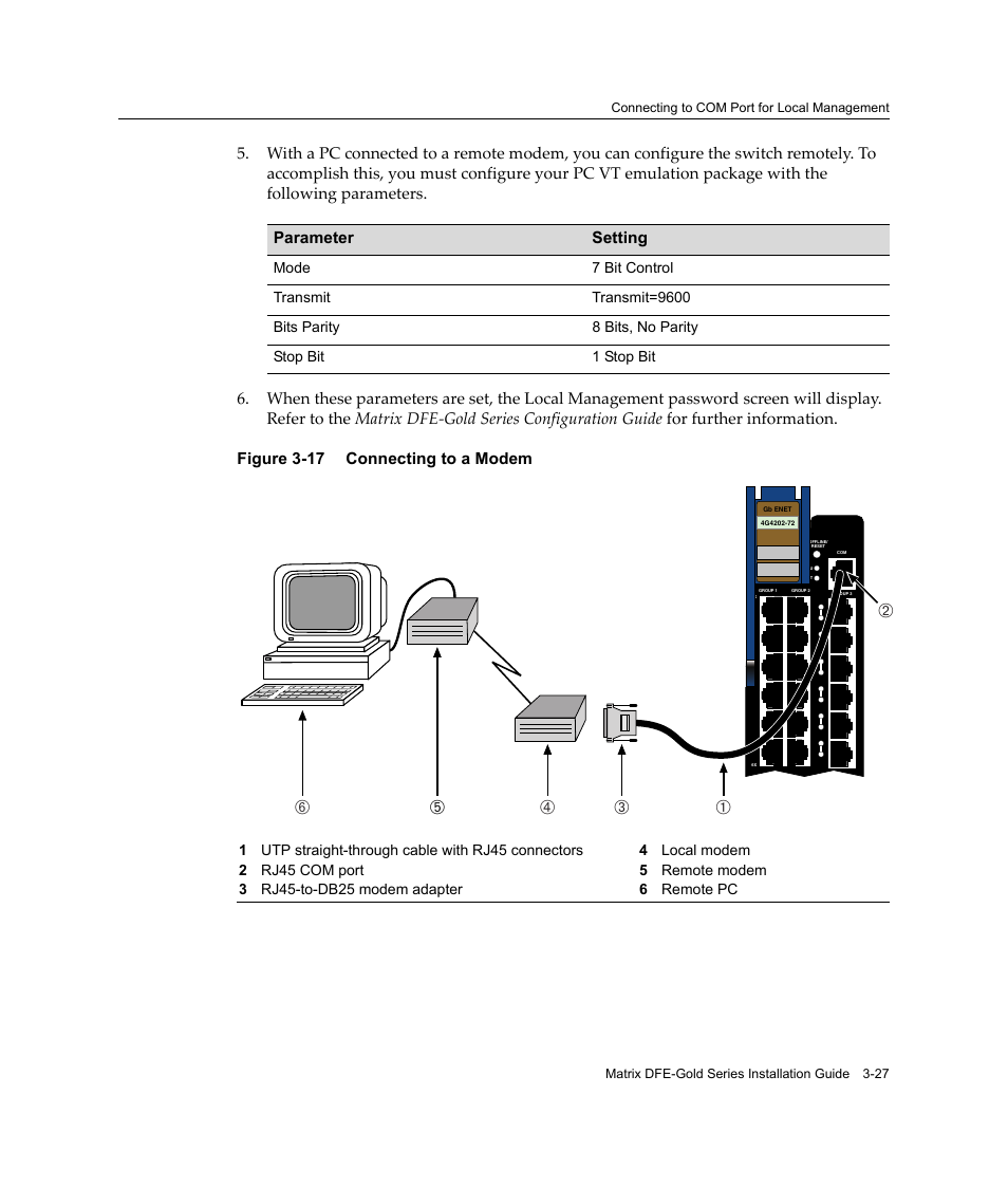 Connecting to a modem -27 | Enterasys Networks Enterasys Matrix 6H303-48 User Manual | Page 59 / 90