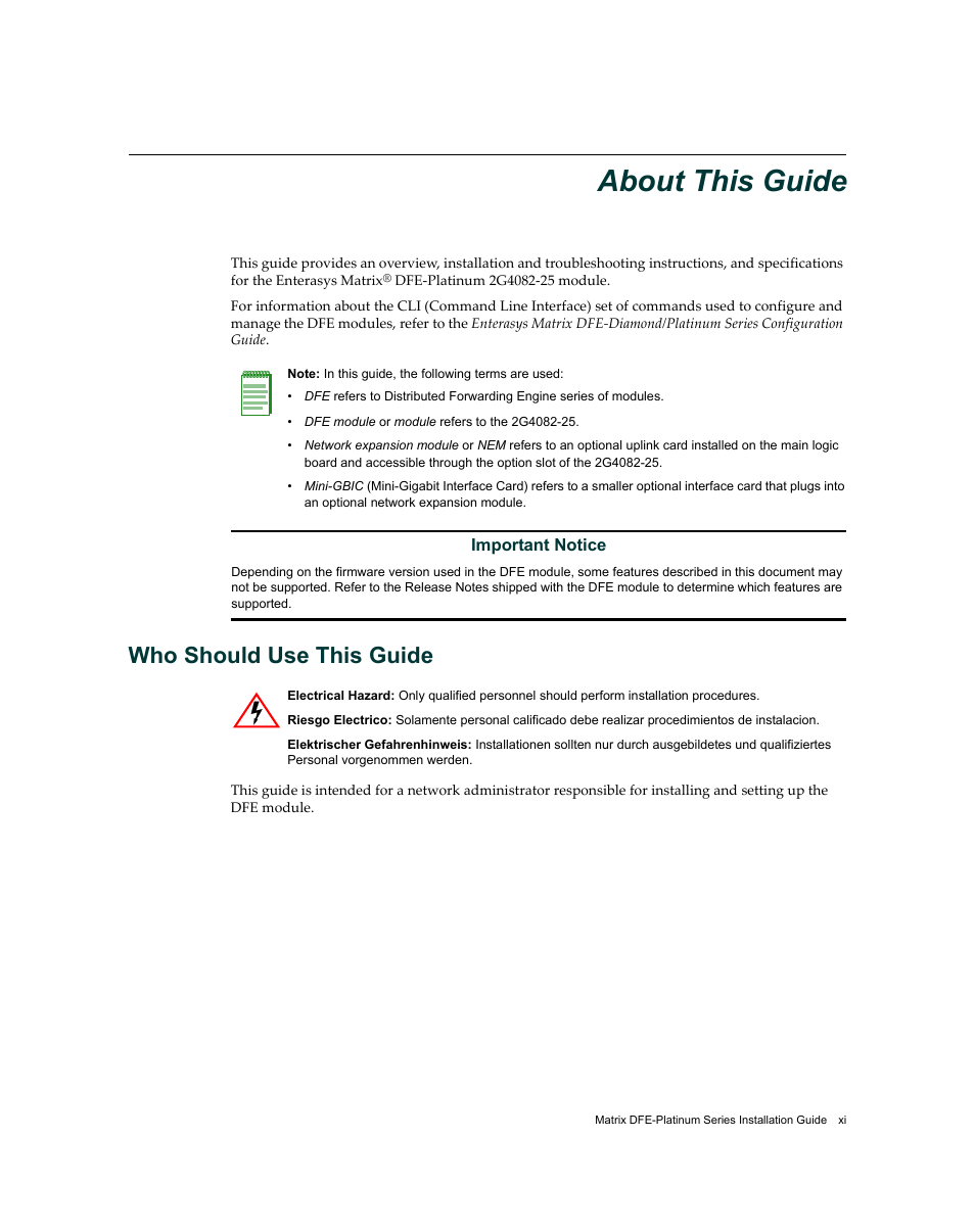 About this guide, Who should use this guide | Enterasys Networks Enterasys Matrix 9034310-01 User Manual | Page 13 / 58