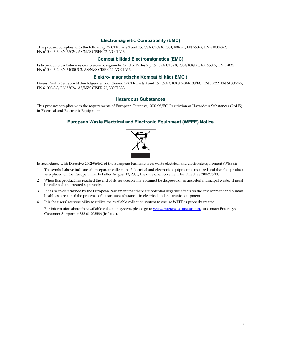 Enterasys Networks Enterasys Matrix 9034310-01 User Manual | Page 5 / 58