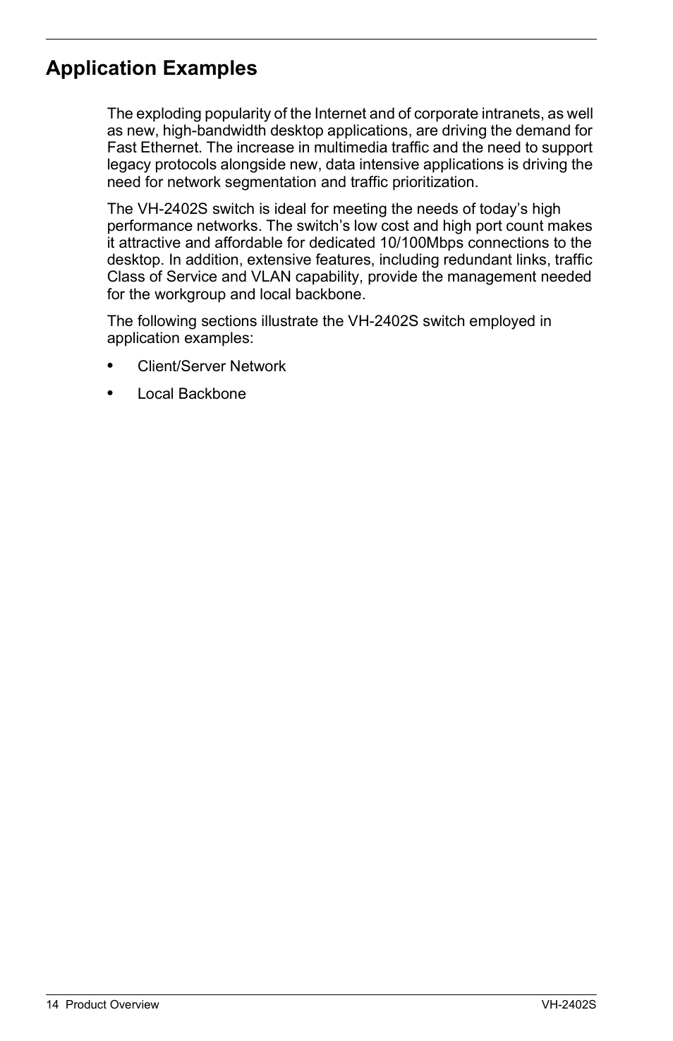 Application examples | Enterasys Networks VH-2402S User Manual | Page 28 / 58