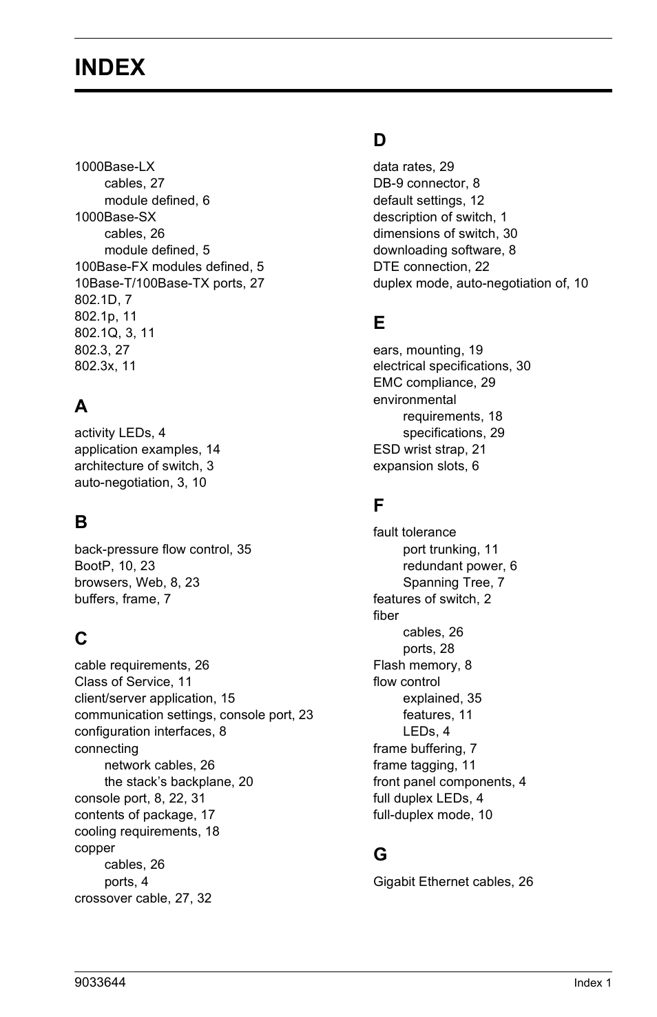 Index | Enterasys Networks VH-2402S User Manual | Page 53 / 58