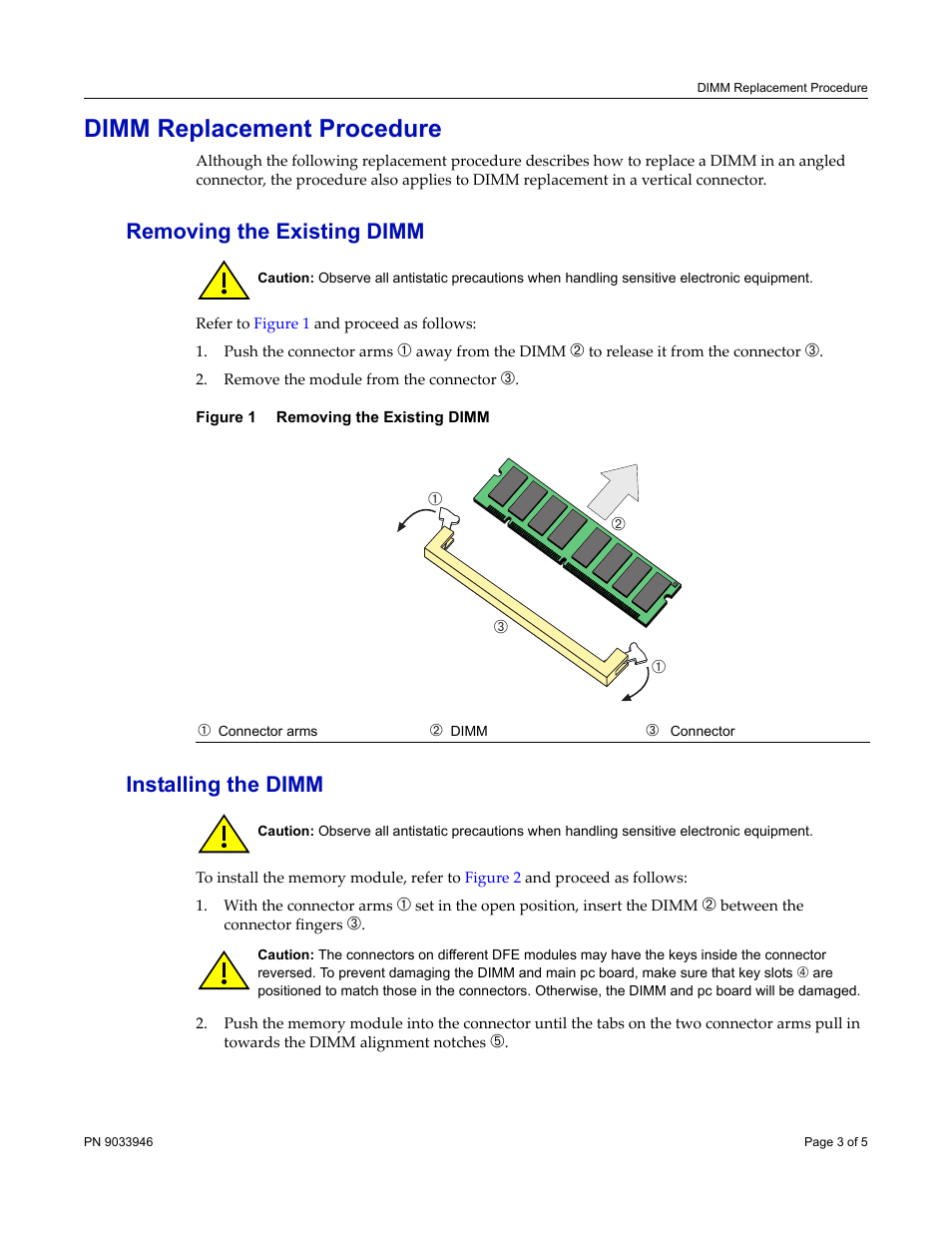Dimm replacement procedure, Removing the existing dimm, Installing the dimm | D to, Dimm replacement, Procedure, Below | Enterasys Networks DFE-256MB-UGK User Manual | Page 3 / 5