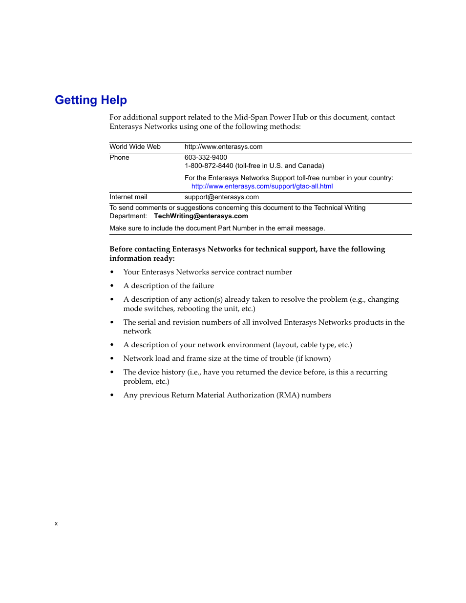 Getting help | Enterasys Networks 24-Port User Manual | Page 12 / 26