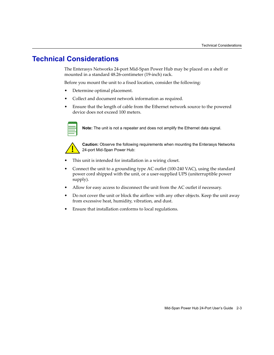 Technical considerations, Technical considerations -3 | Enterasys Networks 24-Port User Manual | Page 17 / 26