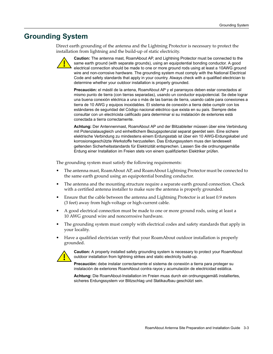 Grounding system, Grounding system -3 | Enterasys Networks ROAMABOUT RBT-1602 User Manual | Page 35 / 92