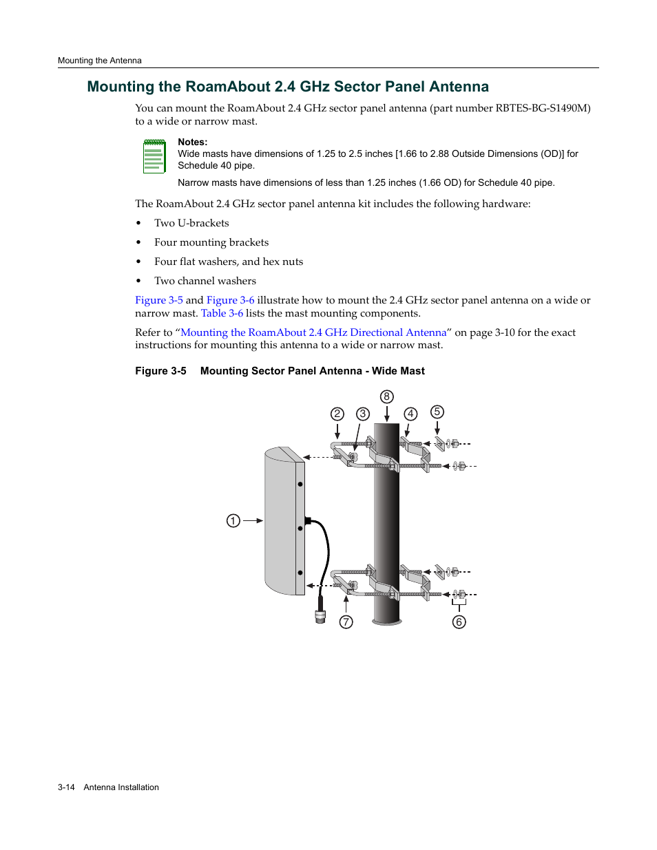 Mounting sector panel antenna - wide mast -14 | Enterasys Networks ROAMABOUT RBT-1602 User Manual | Page 46 / 92