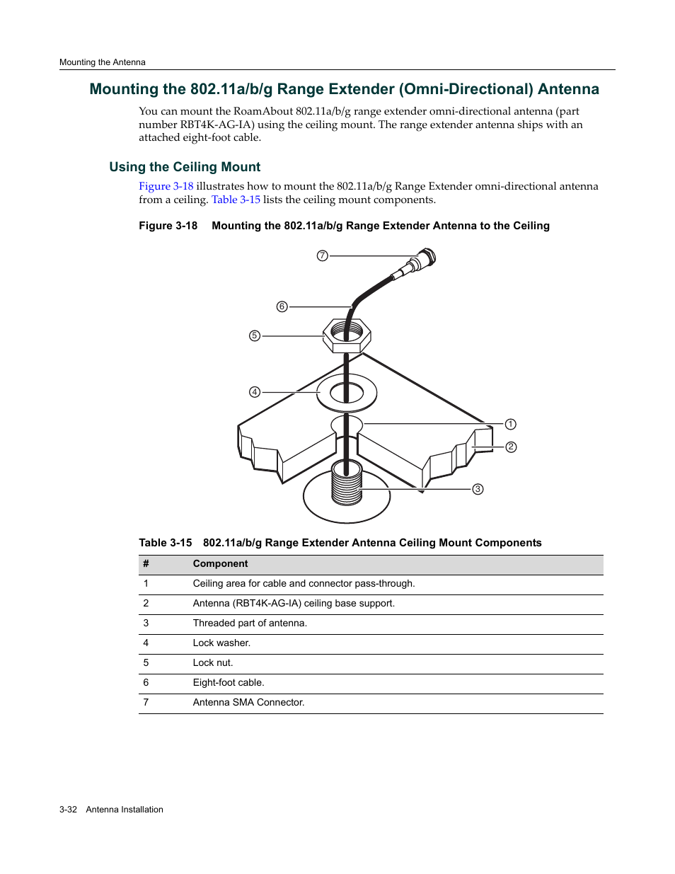 Using the ceiling mount, Using the ceiling mount -32 | Enterasys Networks ROAMABOUT RBT-1602 User Manual | Page 64 / 92