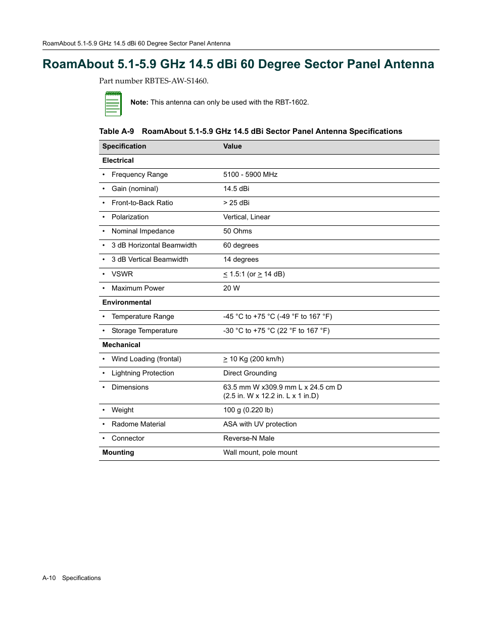 A-10 | Enterasys Networks ROAMABOUT RBT-1602 User Manual | Page 80 / 92