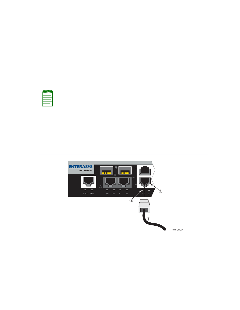 1 connecting utp cables, Connecting utp cables -9, Connecting a twisted pair segment to the device | Section 3.5.1 | Enterasys Networks C1H124-24 User Manual | Page 37 / 64
