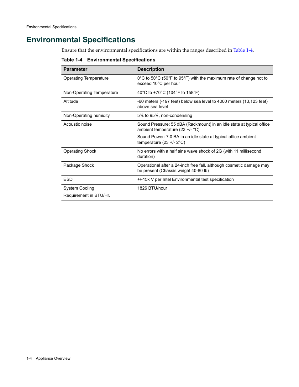 Environmental specifications, Environmental specifications -4 | Enterasys Networks SNS-TAG-LPA User Manual | Page 22 / 34