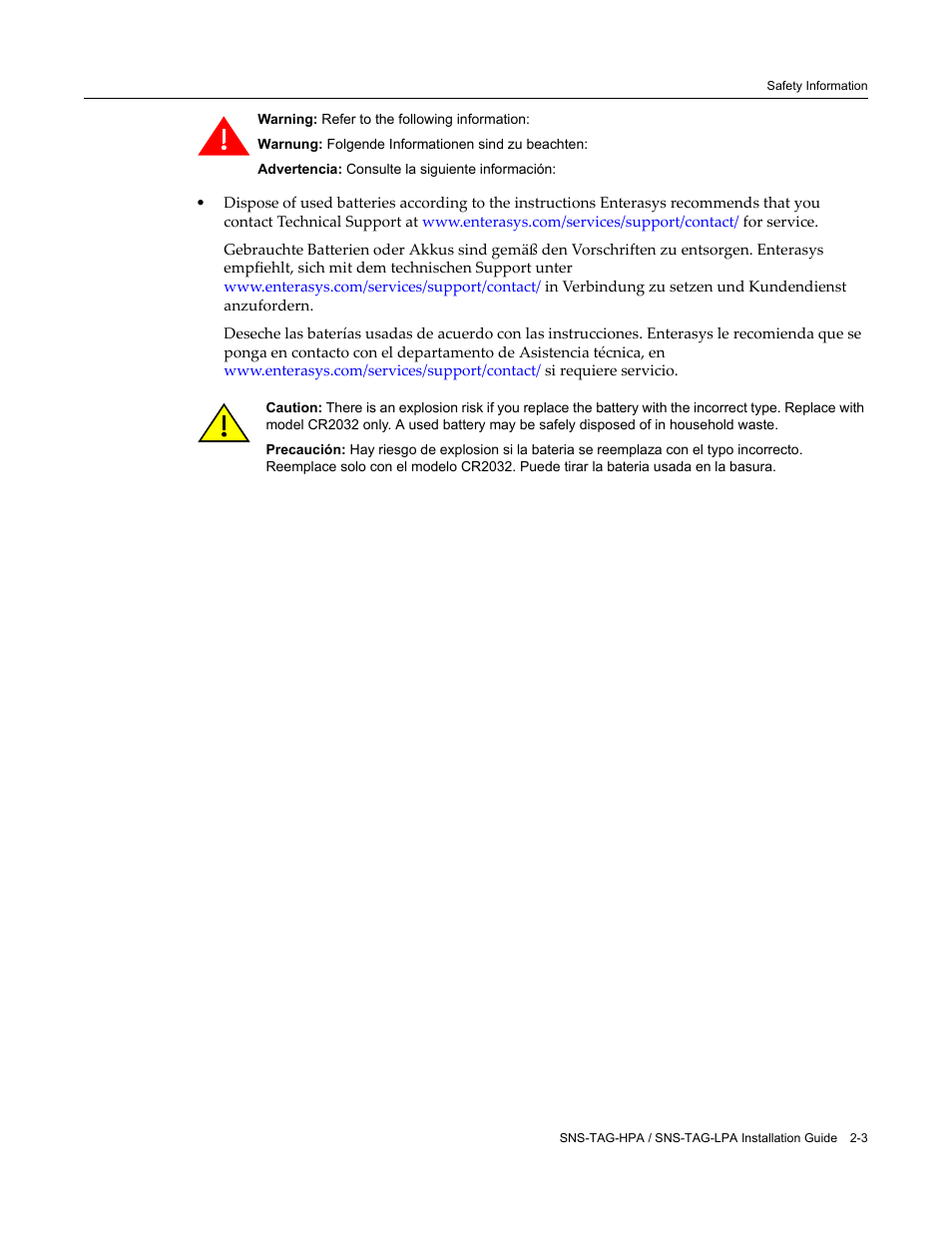 Enterasys Networks SNS-TAG-LPA User Manual | Page 25 / 34