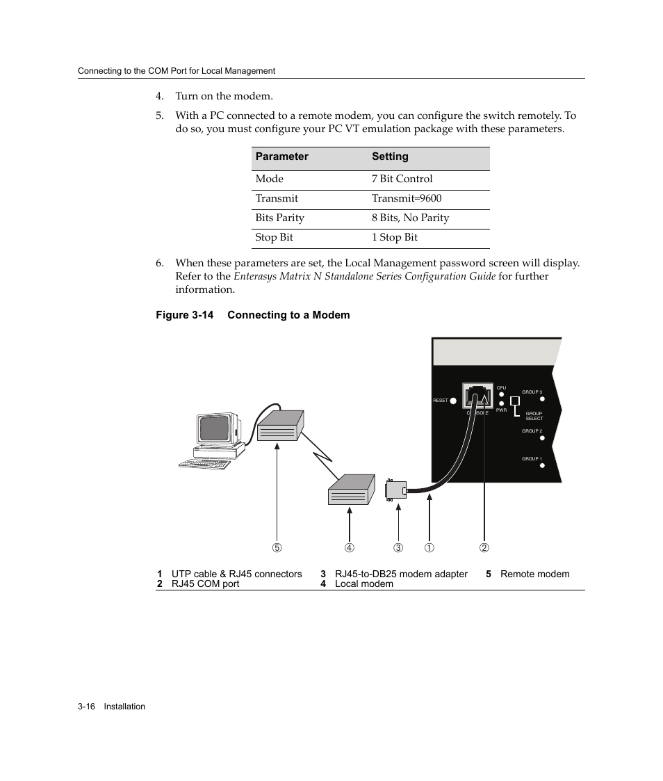 Connecting to a modem -16, Ба д в г | Enterasys Networks 2G4072-52 User Manual | Page 42 / 70