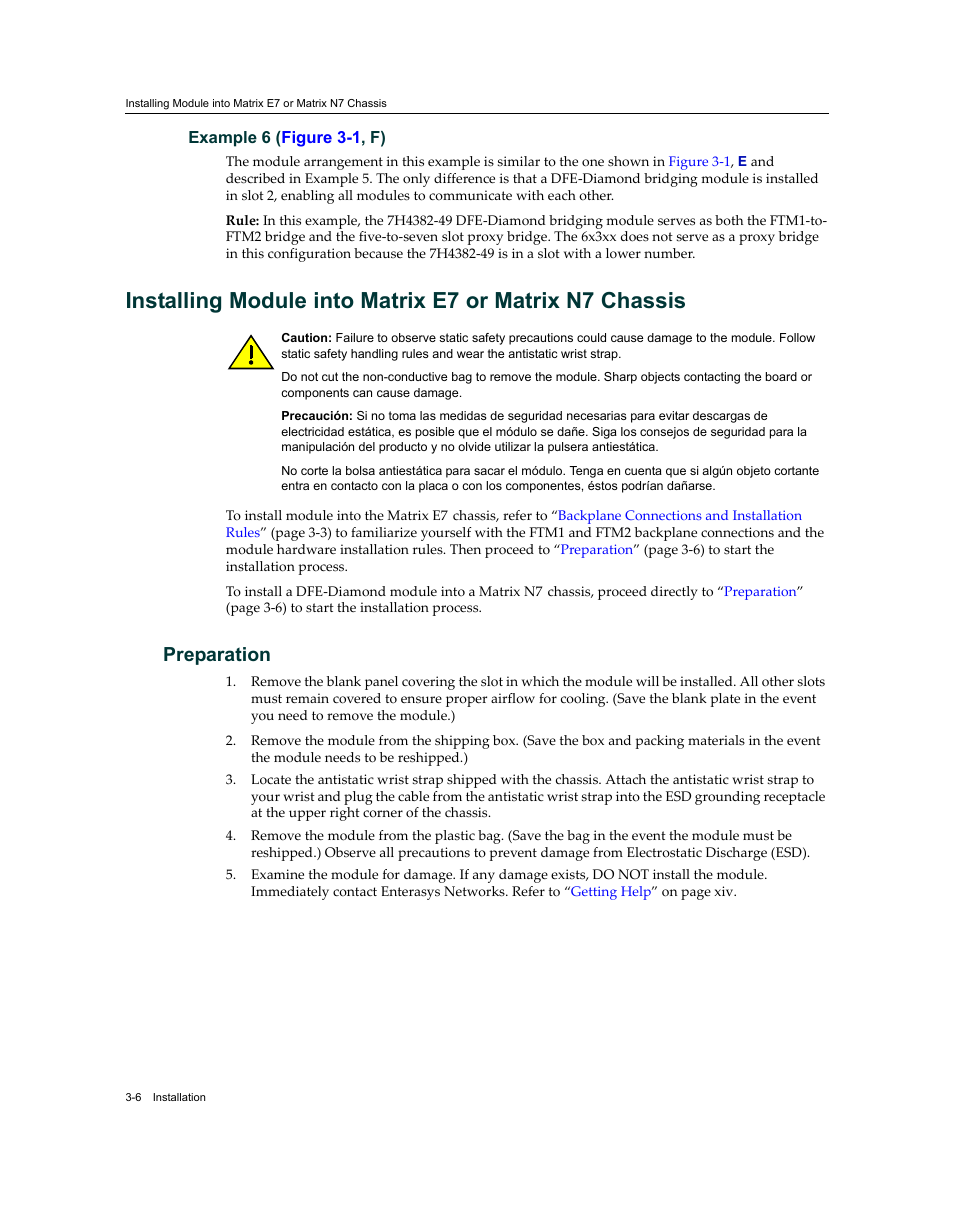 Example 6 (figure 3-1, f), Preparation, Preparation -6 | Enterasys Networks Enterasys Diamond Distributed Forwarding Engine 7KR4297-04 User Manual | Page 28 / 64