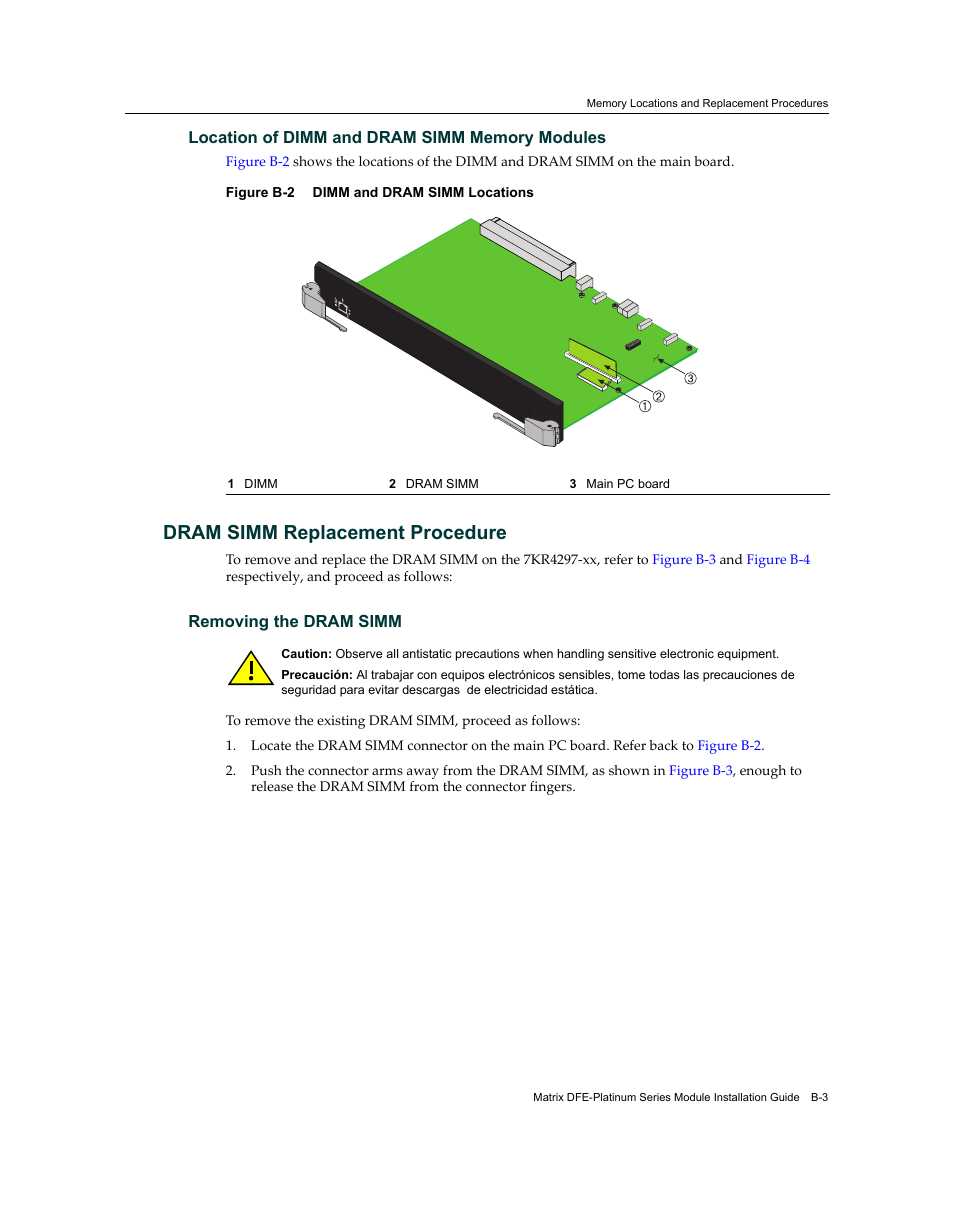 Location of dimm and dram simm memory modules, Dram simm replacement procedure, Removing the dram simm | Enterasys Networks Enterasys Diamond Distributed Forwarding Engine 7KR4297-04 User Manual | Page 57 / 64