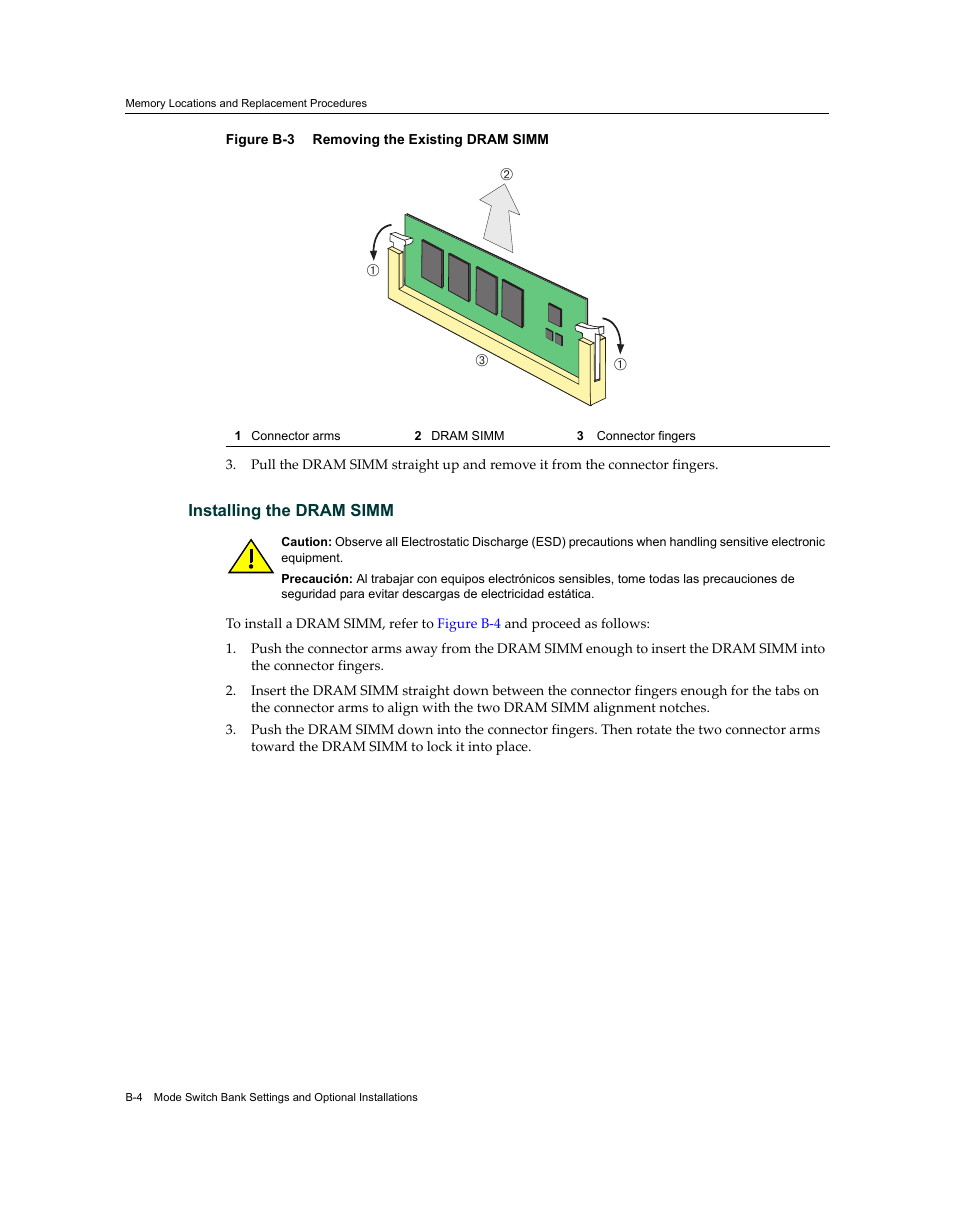 Installing the dram simm, Figure b‐3 | Enterasys Networks Enterasys Diamond Distributed Forwarding Engine 7KR4297-04 User Manual | Page 58 / 64