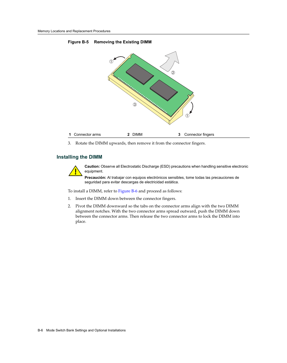 Installing the dimm, Figure b‐5 | Enterasys Networks Enterasys Diamond Distributed Forwarding Engine 7KR4297-04 User Manual | Page 60 / 64