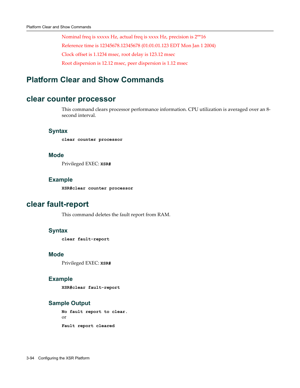 Platform clear and show commands, Platform clear and show commands -94, Clear fault-report | Enterasys Networks X-Pedition XSR CLI User Manual | Page 100 / 684