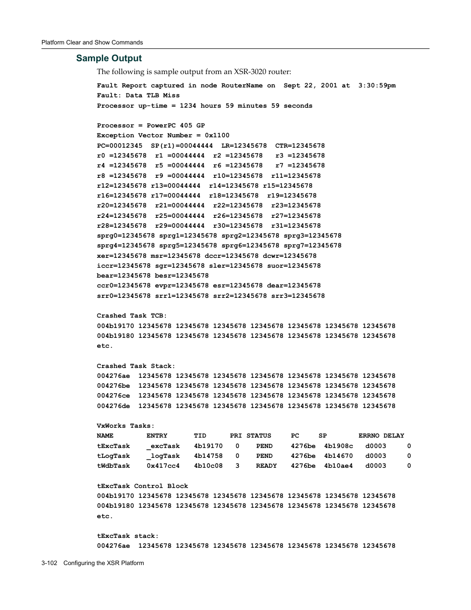 Sample output | Enterasys Networks X-Pedition XSR CLI User Manual | Page 108 / 684