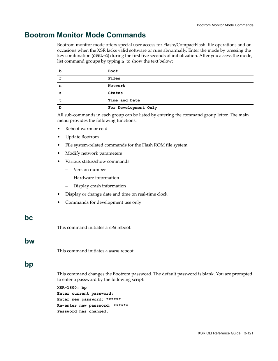 Bootrom monitor mode commands, Bootrom monitor mode commands -121 | Enterasys Networks X-Pedition XSR CLI User Manual | Page 127 / 684