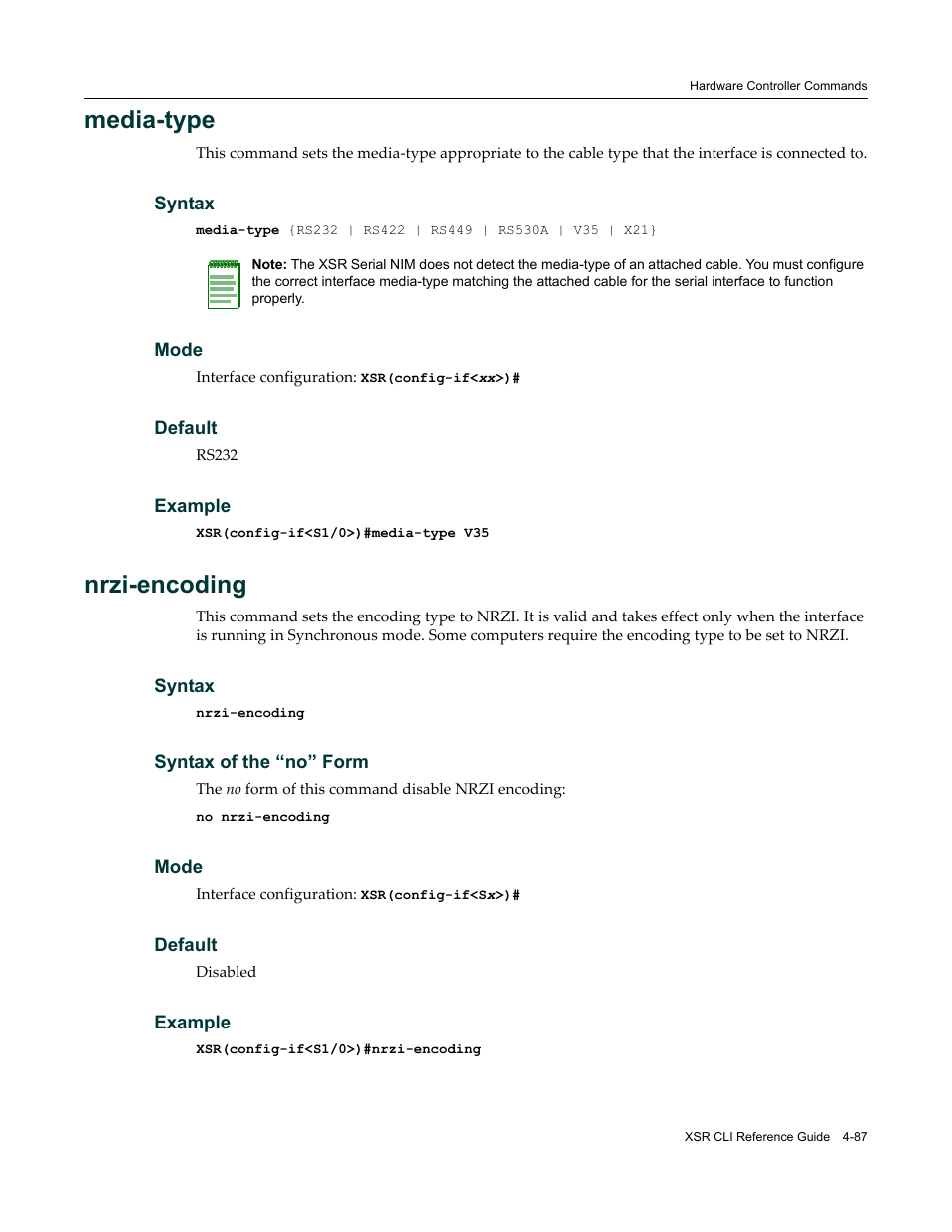 Media-type, Nrzi-encoding | Enterasys Networks X-Pedition XSR CLI User Manual | Page 139 / 684