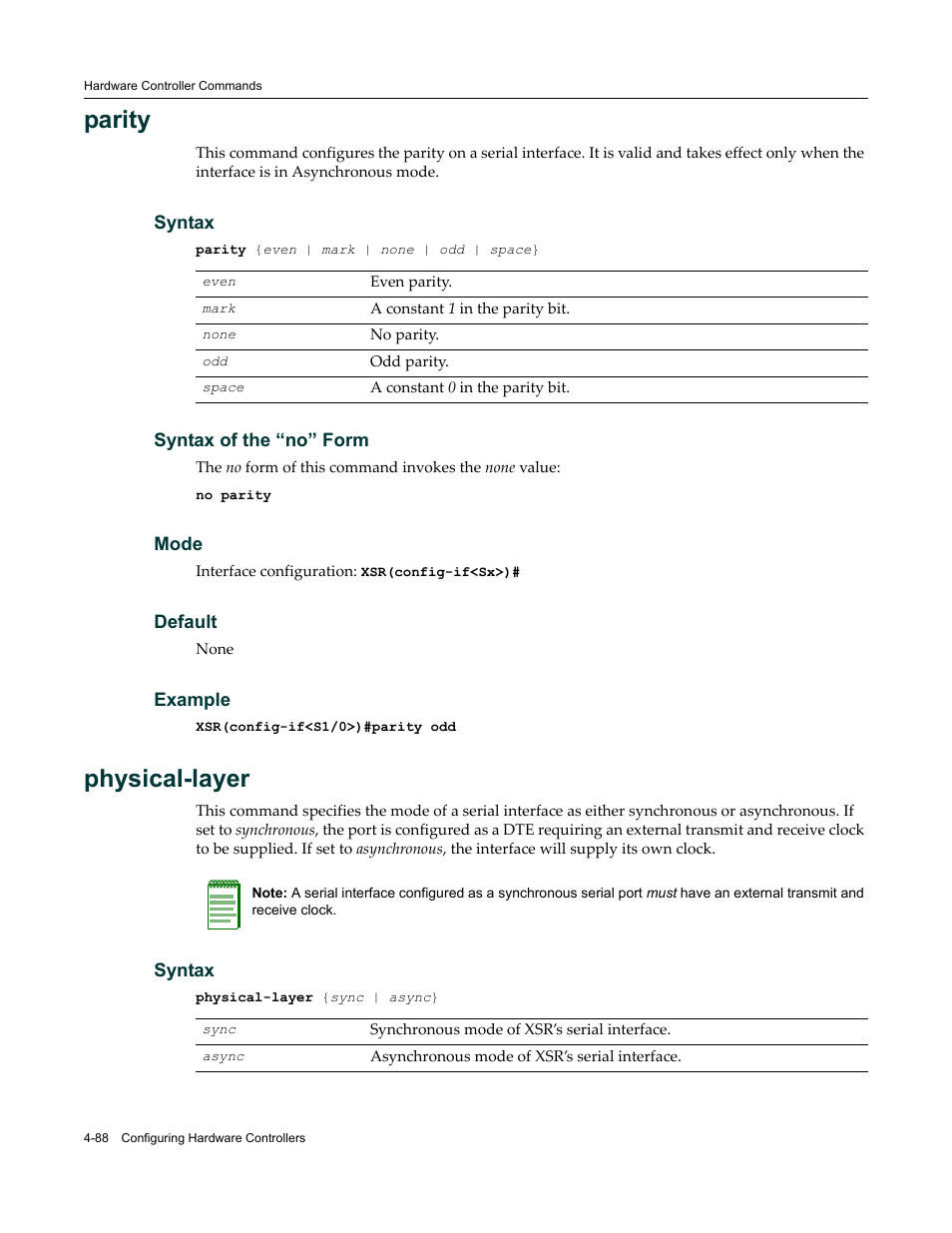 Parity, Physical-layer | Enterasys Networks X-Pedition XSR CLI User Manual | Page 140 / 684